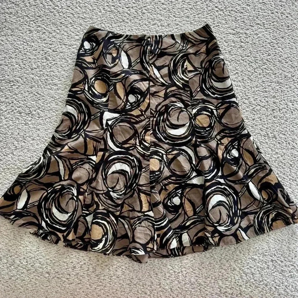 Talbots Gored A-Line Fully Lined Skirt Women’s Size 8P in Blk/Tan/Cream Design - Picture 1 of 6
